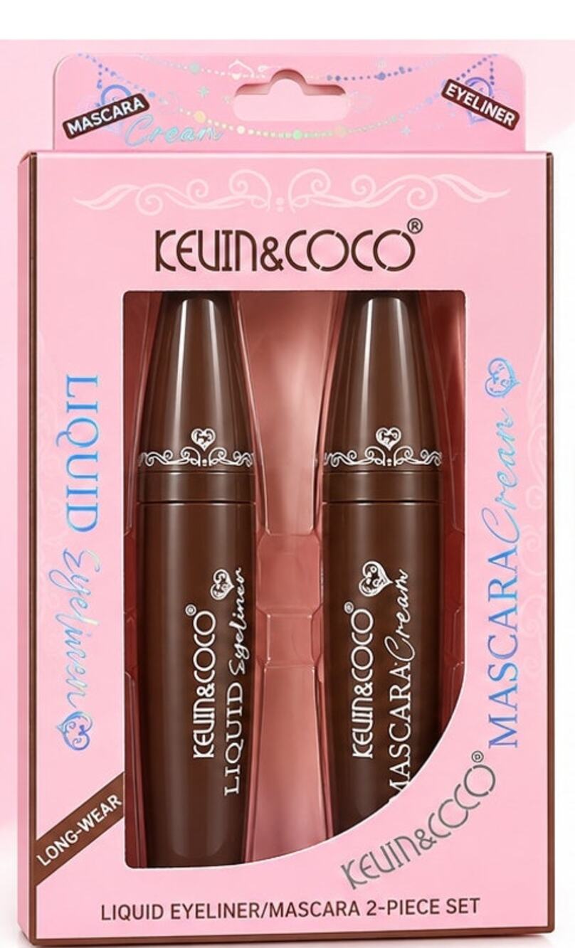 KEVIN&COCO Liquid Eyeliner & Mascara 2-Piece Eye Makeup Set – Brown #B